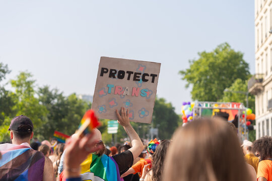 Protester Holding Protect Trans Sign