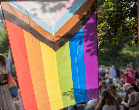 Progress Pride Flag At Outdoor Event