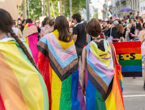 Pride Parade With Inclusive Flags