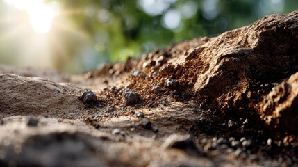 Close-up view of a pile of earth.