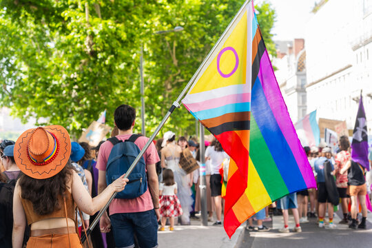 Pride Parade With Inclusive Flag