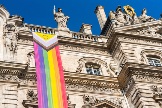 Progress Pride Flag On Historic Building