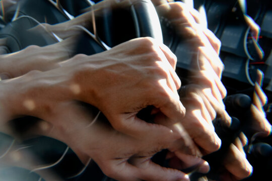 close-up of a man driving a car with a kaleidoscopic effect