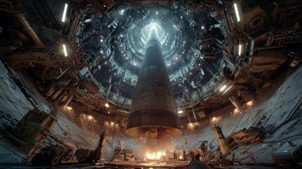 Fototapeta premium Futuristic industrial facility interior