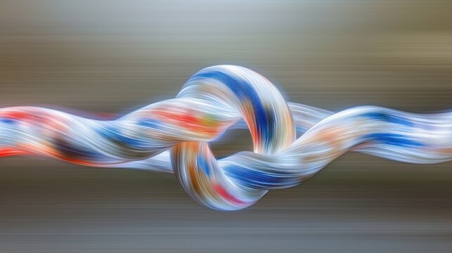complex, beautiful knot untying itself smoothly, its strands made of different colored light (red, blue, white), symbolizing the resolution and understanding that comes from embracing diverse.