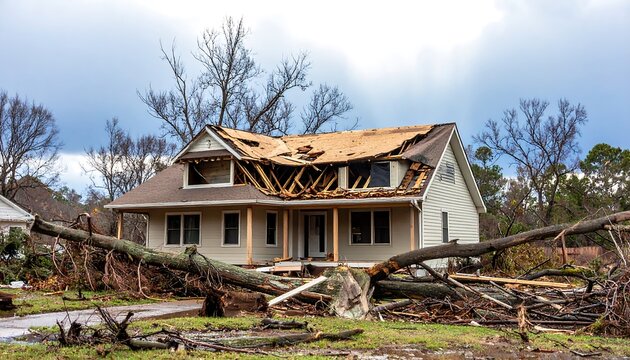 Severe storm damage home exterior