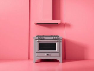 Fototapeta premium Pastel Kitchen Appliances in a Minimalist Pink Setting for Design Concepts
