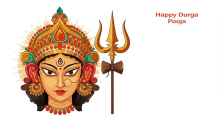 Obraz premium Illustration of an Indian Goddess Durga on a Lion in Vibrant Colors