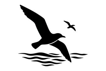 Graceful seagulls soar over gentle ocean waves, symbolizing freedom and coastal beauty.