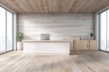 Modern minimalist office reception area