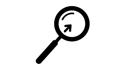 Magnifying Glass Search Icon with Zoom Out Arrow, Research and Focus Symbol, Isolated White Background.