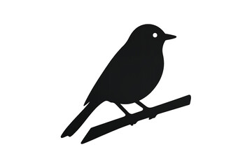 Obraz premium Charming black silhouette of a small bird perched serenely on a branch, evoking nature's simplicity