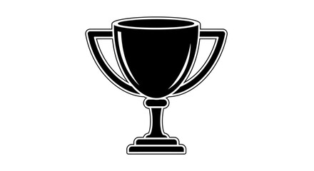 Shiny Award Trophy Cup Silhouette on Isolated White Background