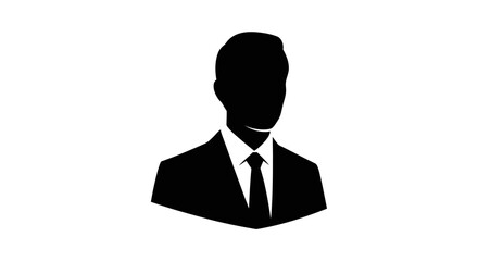 Professional Businessman Silhouette in Suit and Tie on Isolated White Background