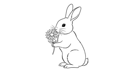 Obraz premium Cute White Rabbit Holding Daisy Flower on Isolated White Background