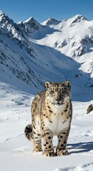 Snow Leopard in Mountains