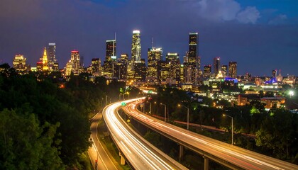 Obraz premium Nighttime city highway view