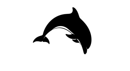 Fototapeta premium Graceful jumping dolphin silhouette, marine aquatic animal, isolated white background.