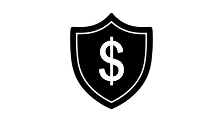 Shield with Dollar Sign, Financial Protection and Security Icon, Isolated White Background