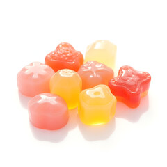 Assorted jelly candies in vibrant colors and playful shapes.