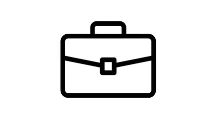 Outline icon of a professional business briefcase, symbol of work and career, isolated white background.