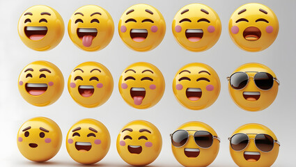 Naklejka premium High-Quality 3D Yellow Emoji Icons for UI/UX, Social Media, and Messaging Apps