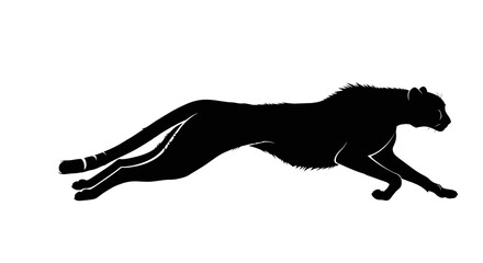 Dynamic Cheetah Silhouette Running on Isolated White Background