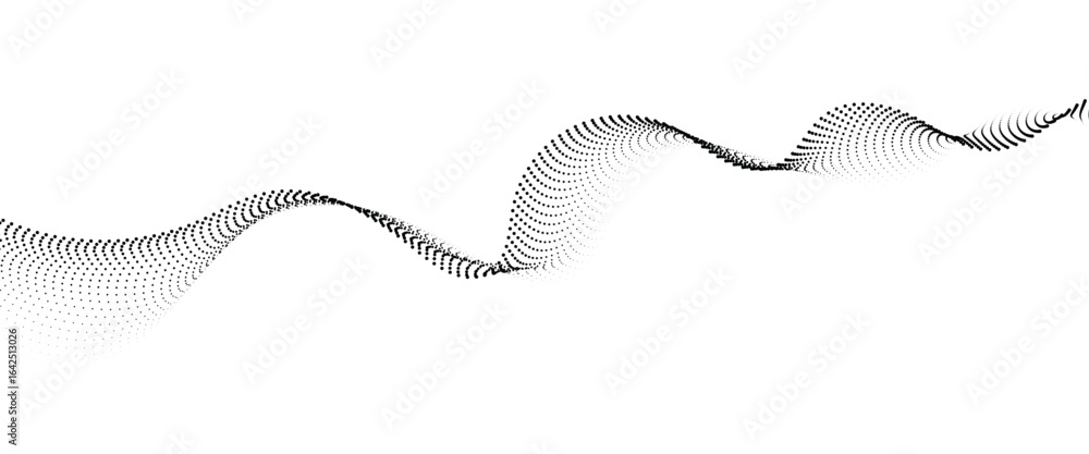 Poster flowing dot wave halftone gradient pattern on transparent background