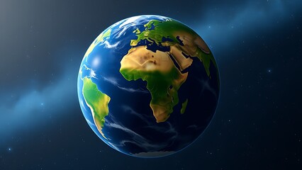 Fototapeta premium A vibrant green Earth globe floating among stars in a cosmic setting.