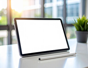 digital tablet with a blank white screen