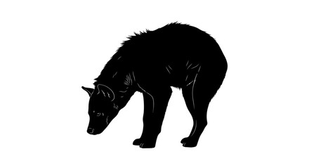 Black Bear Silhouette Isolated White Background, Wild Animal Symbol