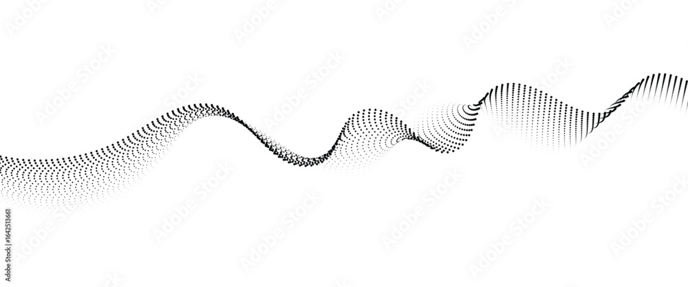 Poster flowing dot wave halftone gradient pattern on transparent background