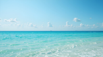 Fresh Pastel Cyan Ocean View with Clear Sky