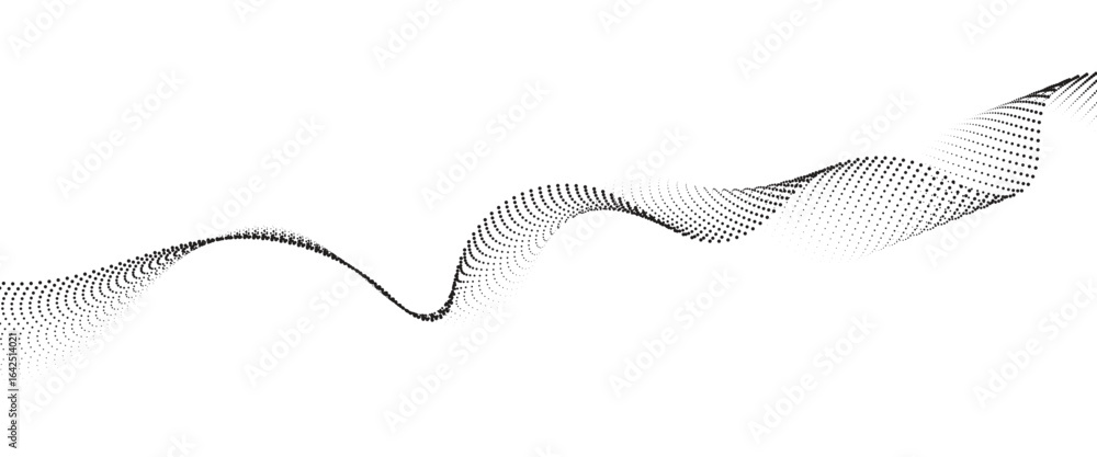 Poster flowing dot wave halftone gradient pattern on transparent background