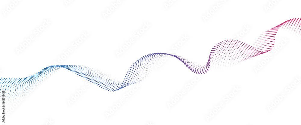 Poster flowing dot wave halftone gradient pattern on transparent background