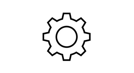 Outline Gear Cogwheel Icon Symbol for Settings and Mechanism on Isolated White Background