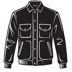 Vector illustration of a detailed and stylish black and white leather jacket design