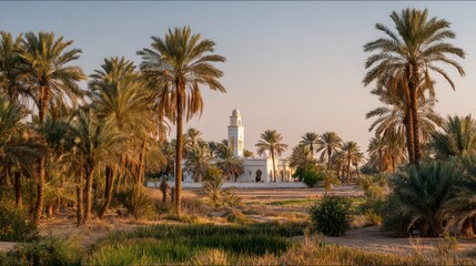 Mosque in palm oasis