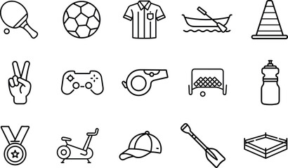 Minimal Line Icons for Games, Training, and Outdoor sports Activities.