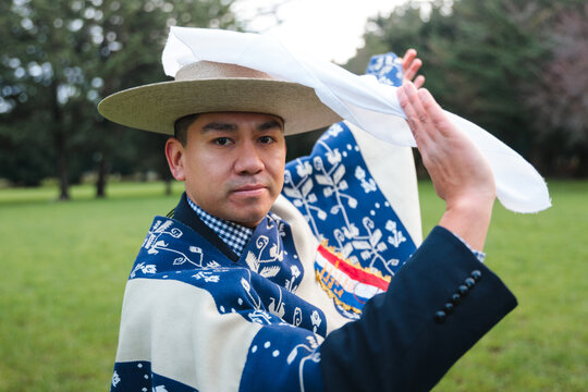 Focused Cueca Performance by Chilean Huaso