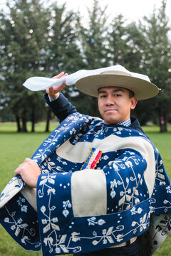 Portrait of a Cueca Dancer in Traditional Chilean Attire