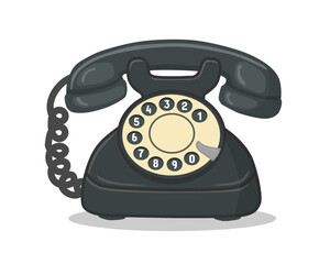 Old vintage rotary telephone isolated on white background