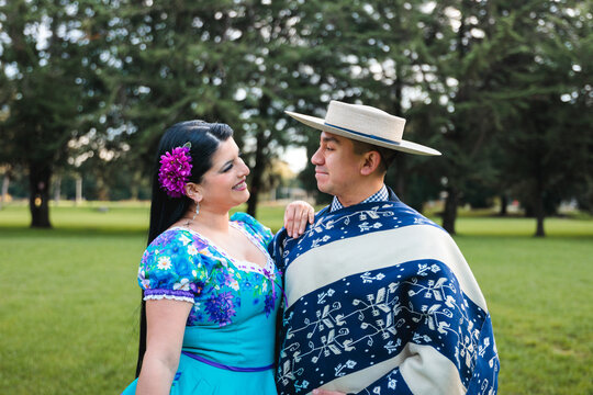 Chilean Cueca Dancers in a Moment of Connection