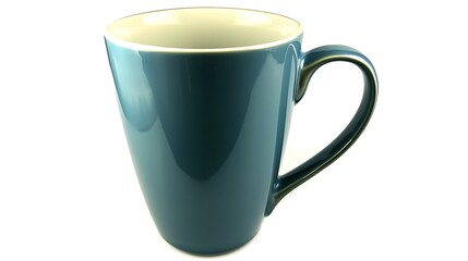 Obraz premium Studio shot of ceramic mug with no logo, centered against white background, shot at 85mm focal length for elegant depth and isolated composition