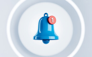 Blue notification bell with red badge and number one