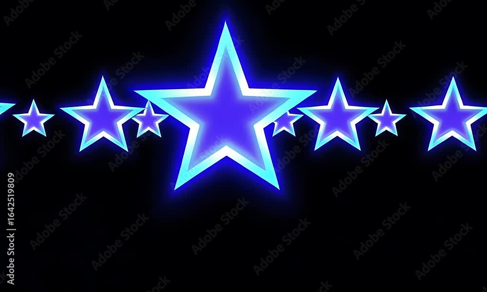 Aufkleber neon blue starry display against a dark background with glowing edges and dynamic movement