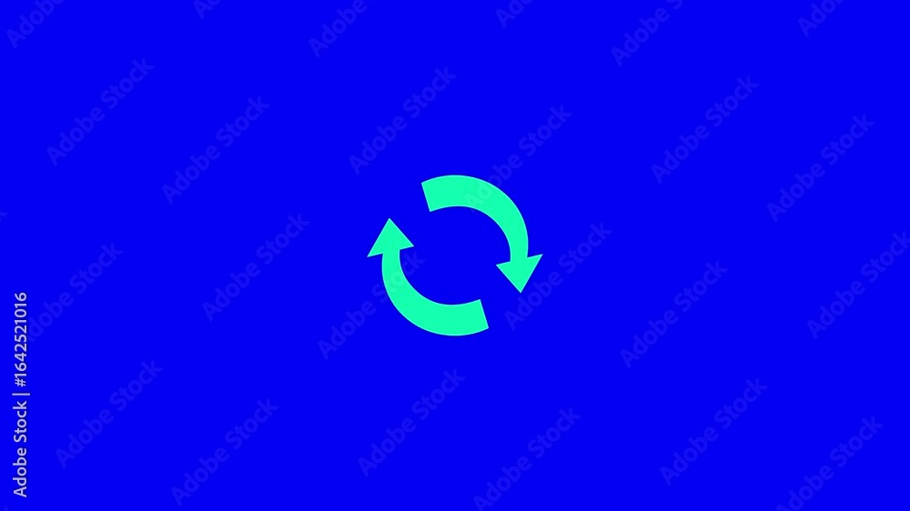 Poster refresh arrow icon on blue background. glowing refresh and recycle icon animation background and vid
