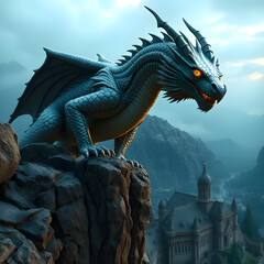 dragon statue at night