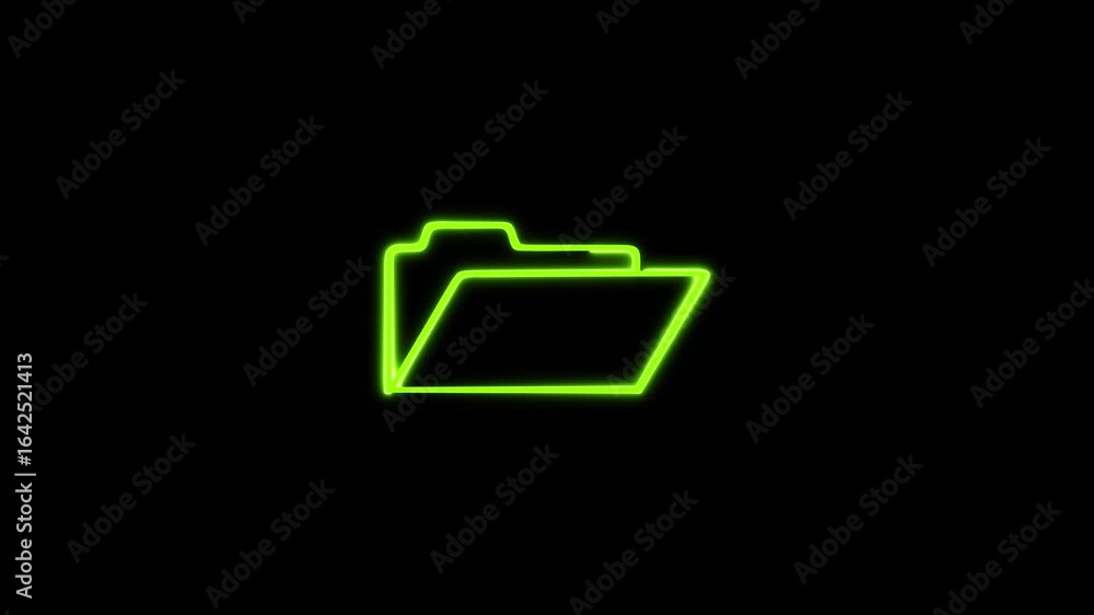 Poster glowing neon file folder sign. glowing neon folder icon isolated on solid background. file neon box 