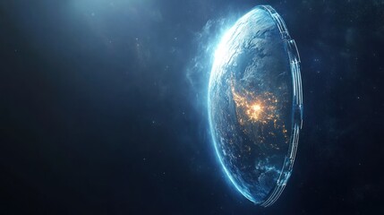 Obraz premium Earth, futuristic, shielded, space, glowing